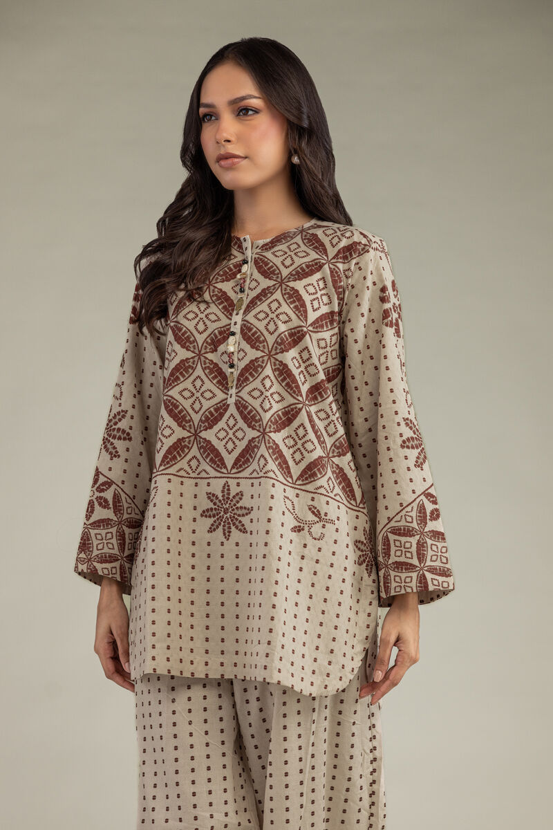 Printed | Cotton Dobby | Beige Cotton Kurta | USD 30.00
