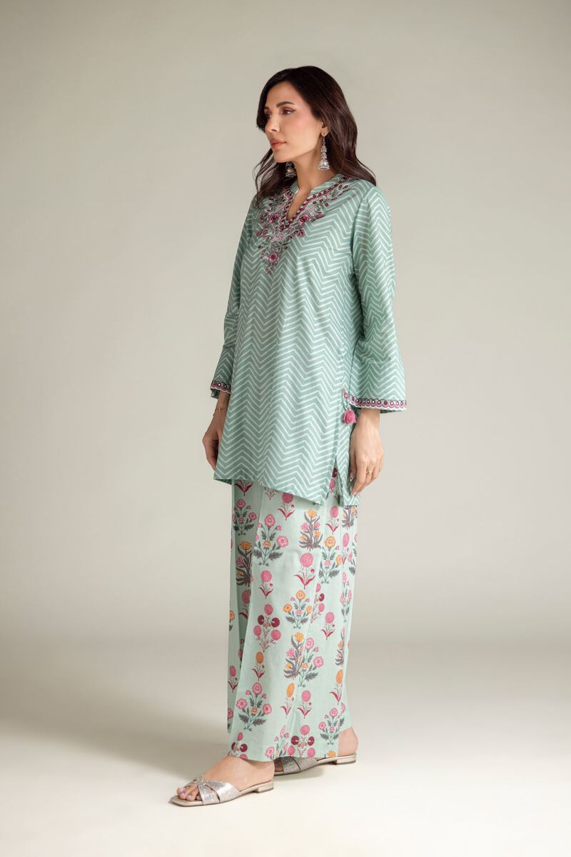 Embroidered | Cambric | Mint Cambric Kurta | USD 35.00