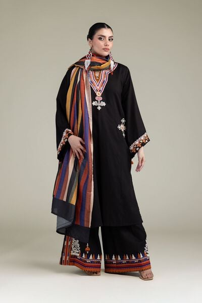 Embroidered | Raw Silk | Black Silk Pants | USD 40.00