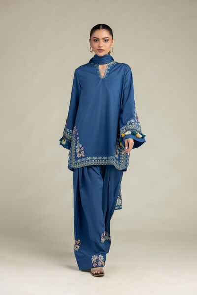 Embroidered | Cambric | Floral Blue Shalwar | USD 40.00