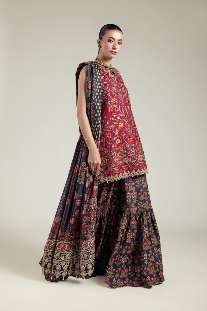 Embroidered | Raw Silk | Three-Piece Silk Set | USD 180.00