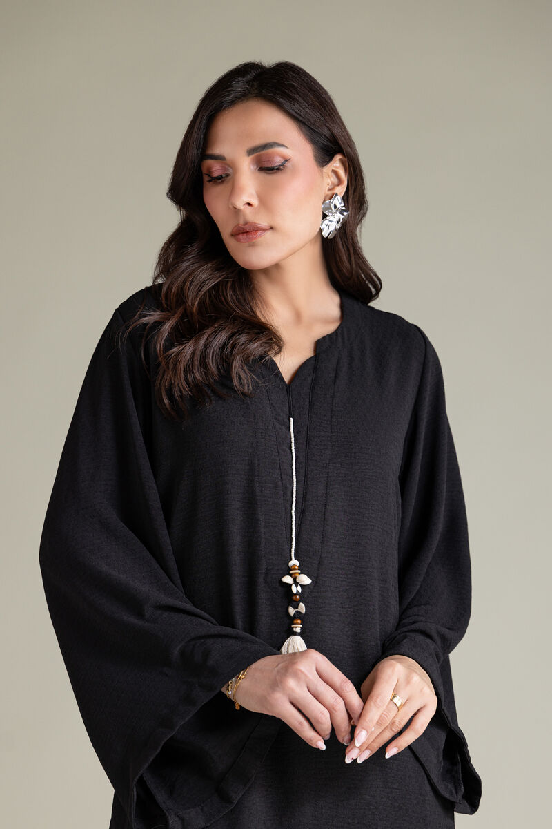 Dyed | Textured Georgette | Solid Black Kurta | USD 40.00