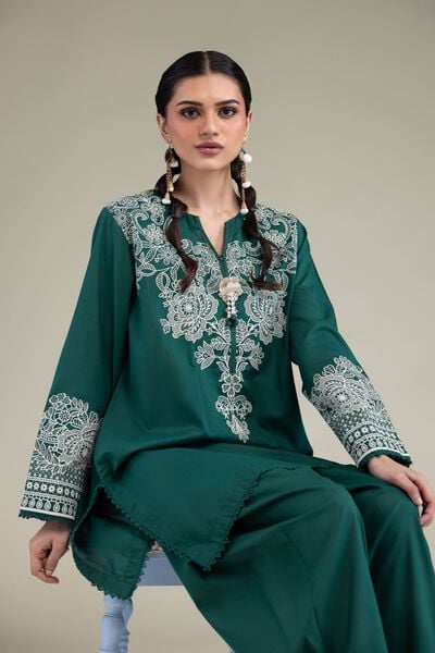 Printed | Cambric | Green Cambric Kurta | USD 40.00
