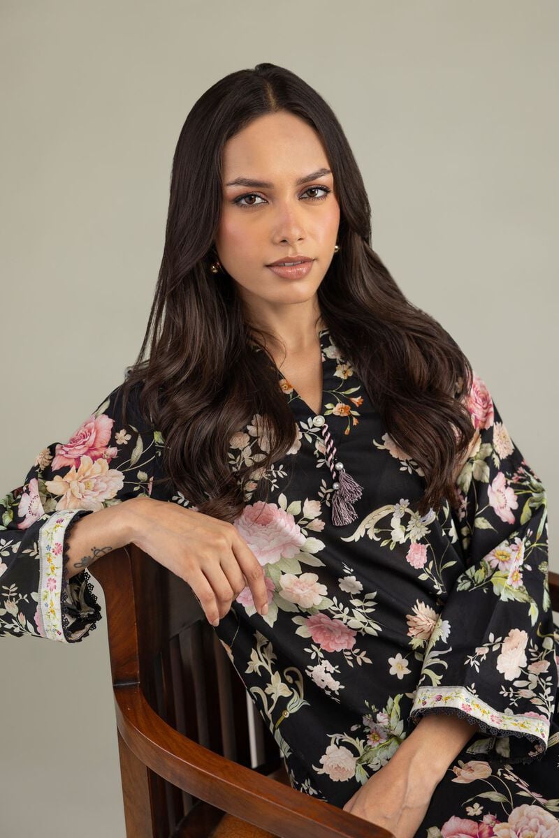 Printed | Cambric | Black Cambric Kurta | USD 35.00
