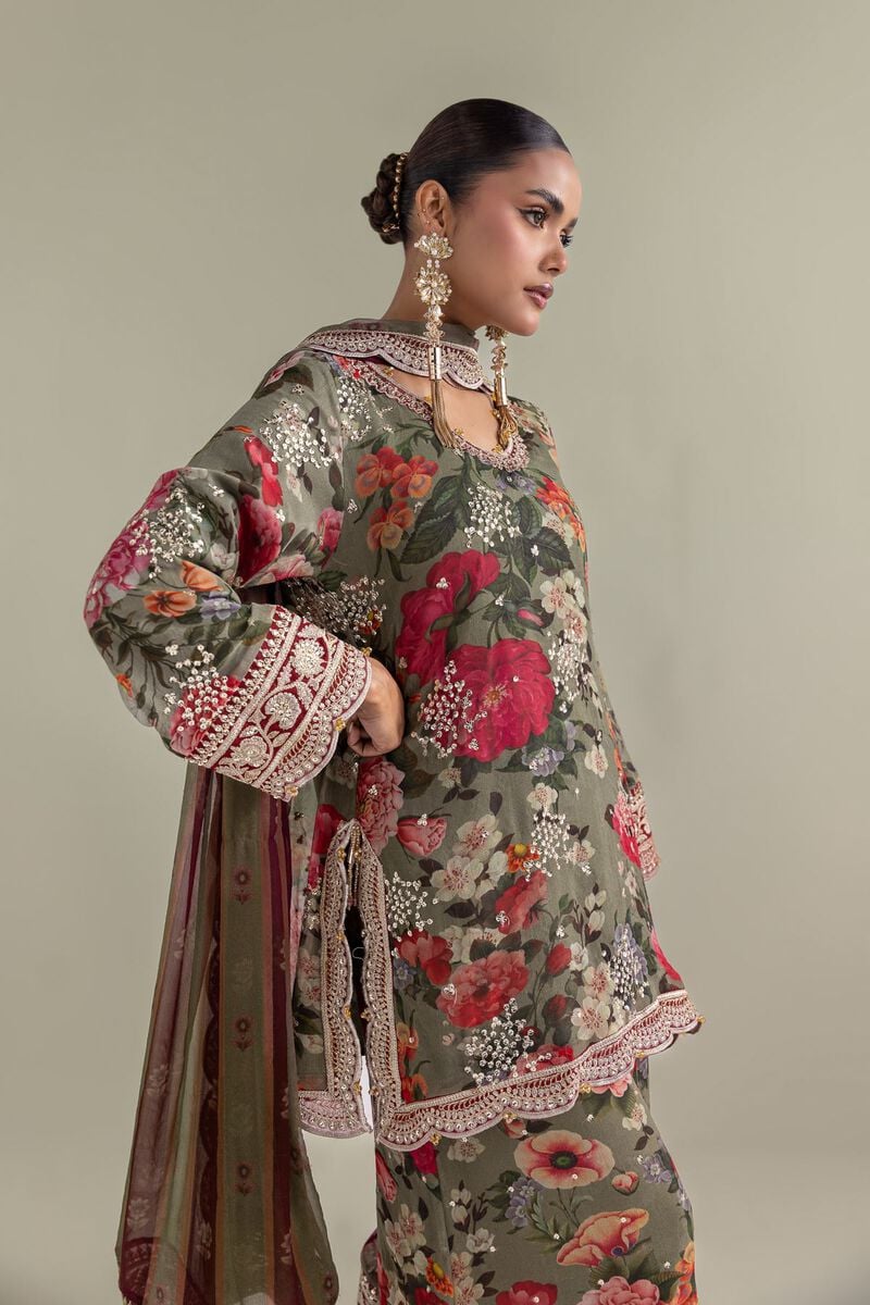 Embroidered | Chiffon | Floral 3-Piece Co-ords | USD 180.00