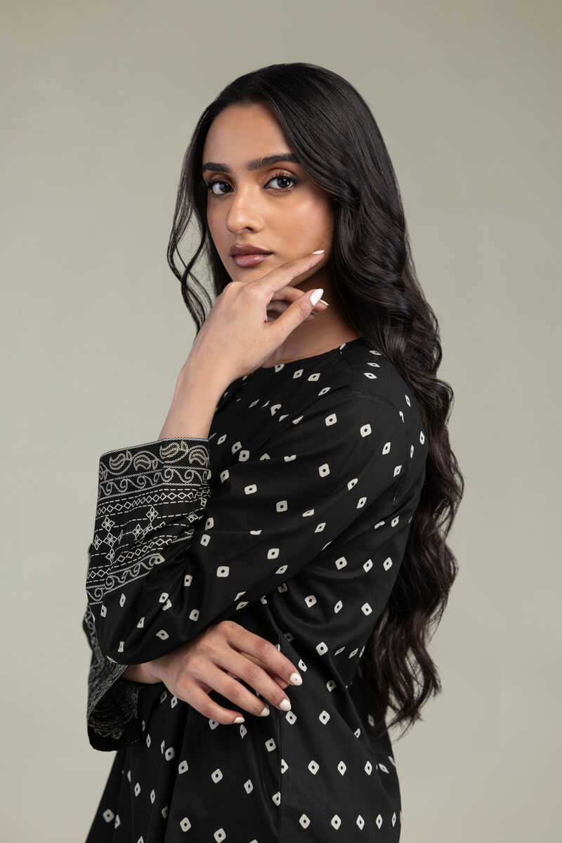 Printed | Cambric | Short Black Kurta | USD 35.00