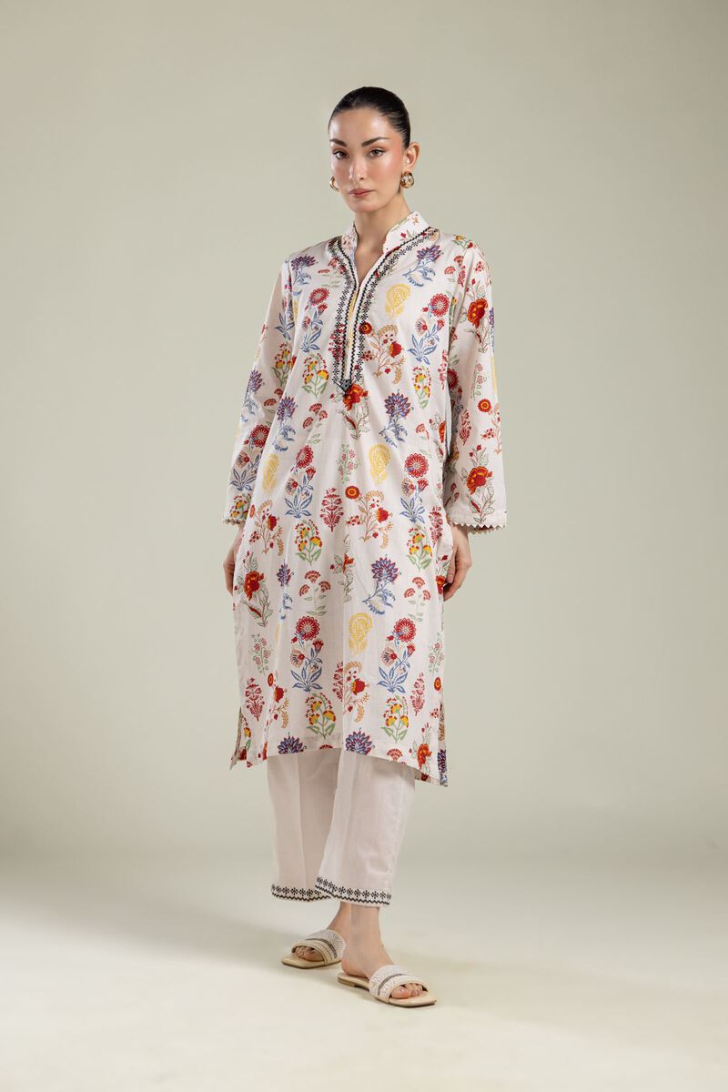 Embroidered | Cambric | Floral V-Neck Kurta | USD 30.00