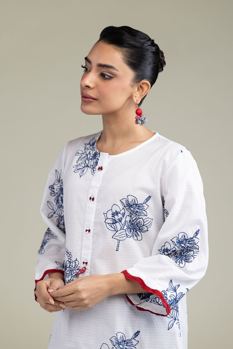 Embroidered | Cotton Dobby | Floral Round-Neck Kurta | USD 12.00