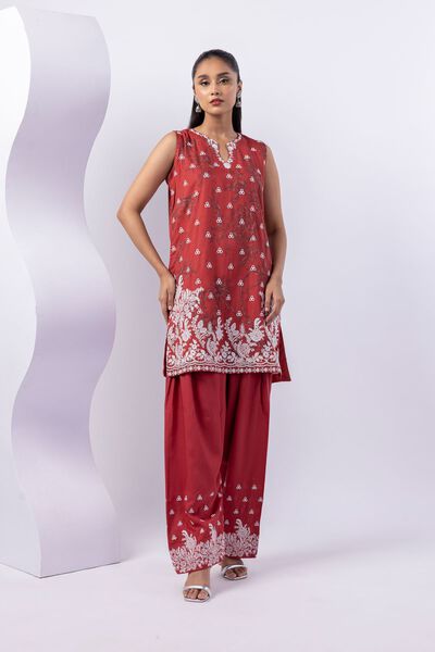 Embroidered | Crosshatch Raw Silk | Pants | USD 30.00