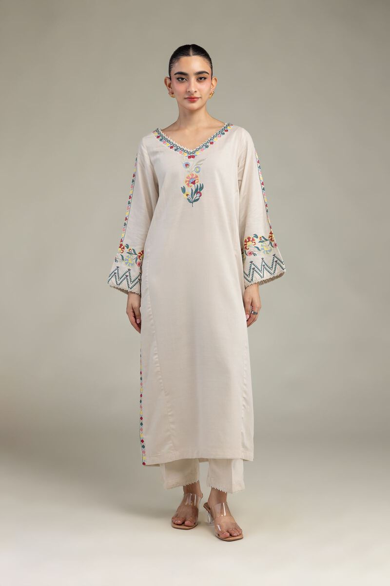 Embroidered | Raw Silk | Floral Silk Kurta | USD 55.00