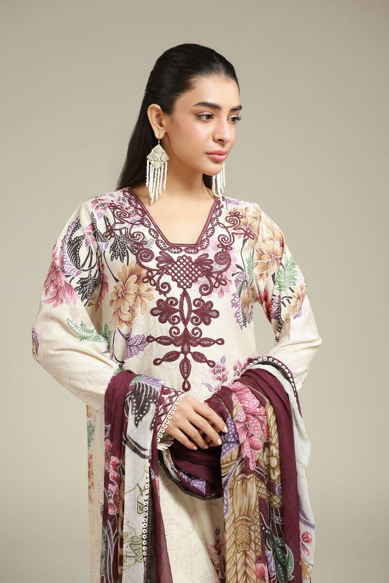 Embroidered | Satin | 3-Piece Tailored Set | USD 75.00