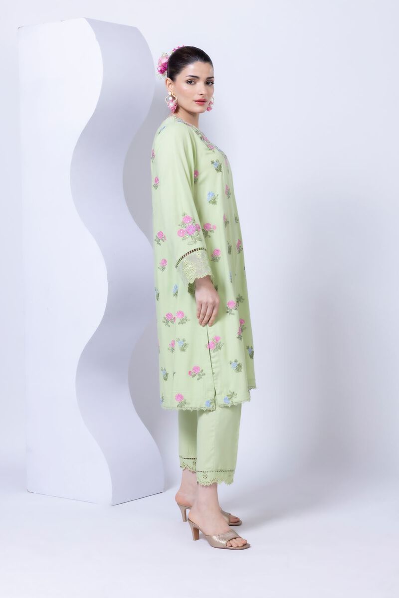 Embroidered | Crosshatch Raw Silk | Pants | null