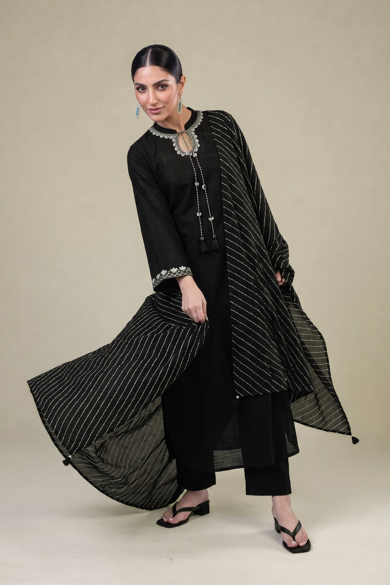 Embroidered | Light Khaddar | Black Khaddar Dupatta | USD 35.00