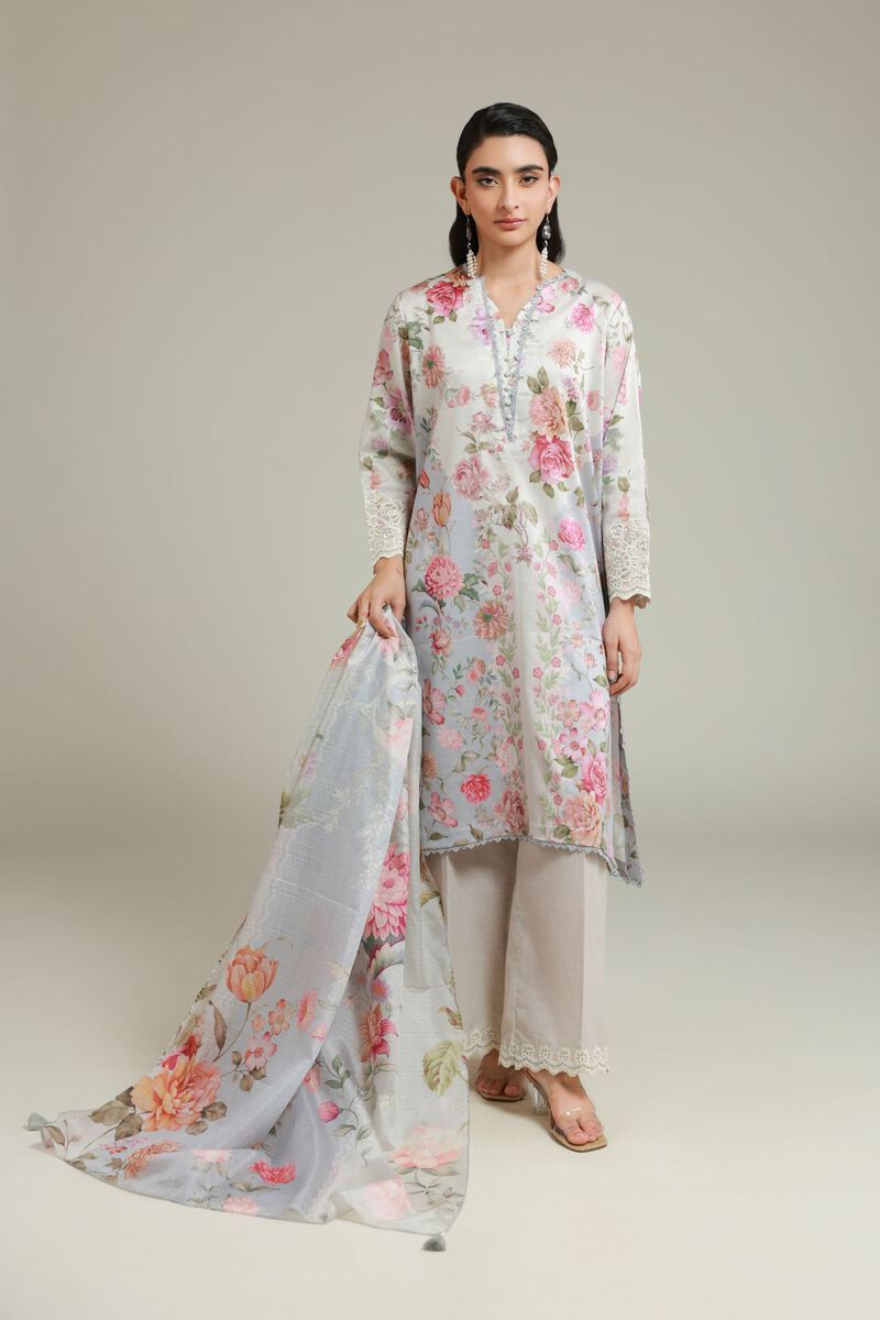 Printed | Satin | Tailored 3 Piece | USD 75.00