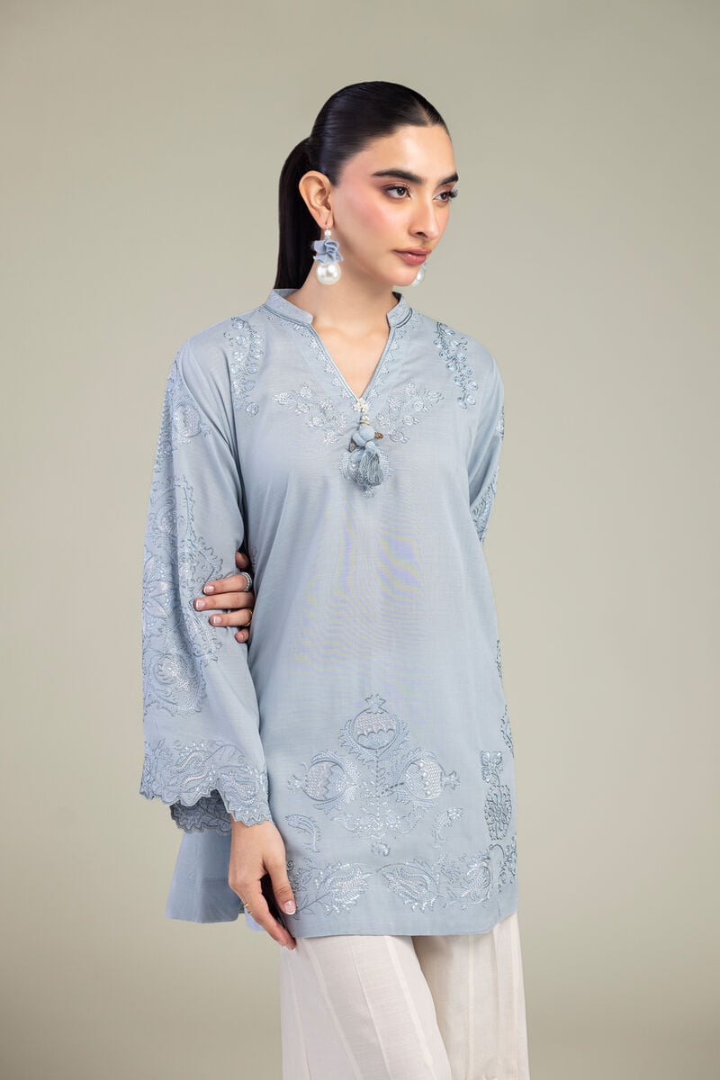 Embroidered | Raw Silk | Blue Silk Kurta | USD 55.00