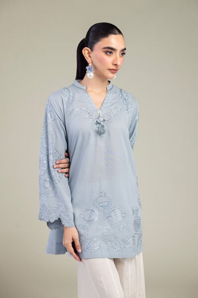 Embroidered | Raw Silk | Blue Silk Kurta | USD 55.00
