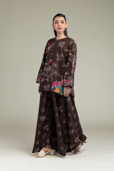Printed | Cotton Dobby | Floral Brown Pants | USD 30.00