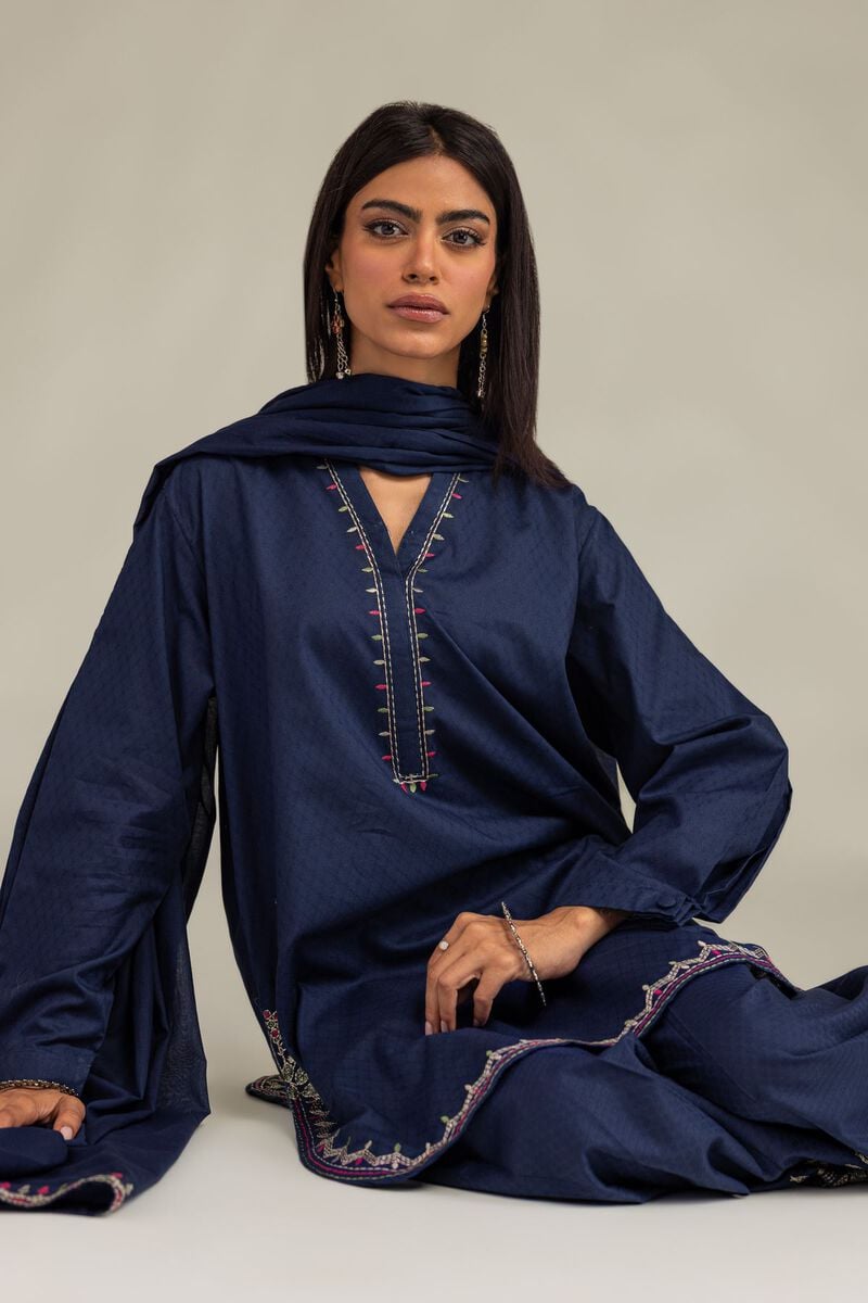Embroidered | Lawn | Navy Lawn Dupatta | USD 35.00
