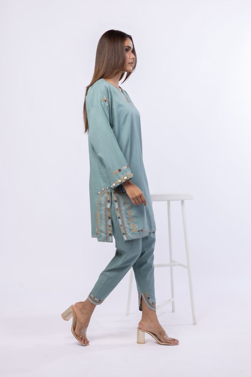 Embroidered | Crosshatch Poplin | Kurta | USD 17.50