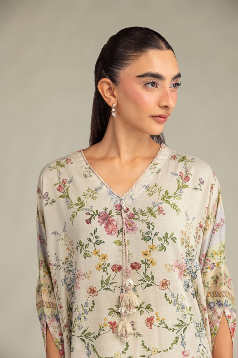 Printed | Raw Silk | Floral Longline Kurta | USD 40.00