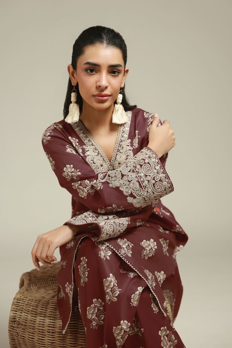 Embroidered | Satin | Tailored 2 Piece | Top and Bottom | USD 60.00