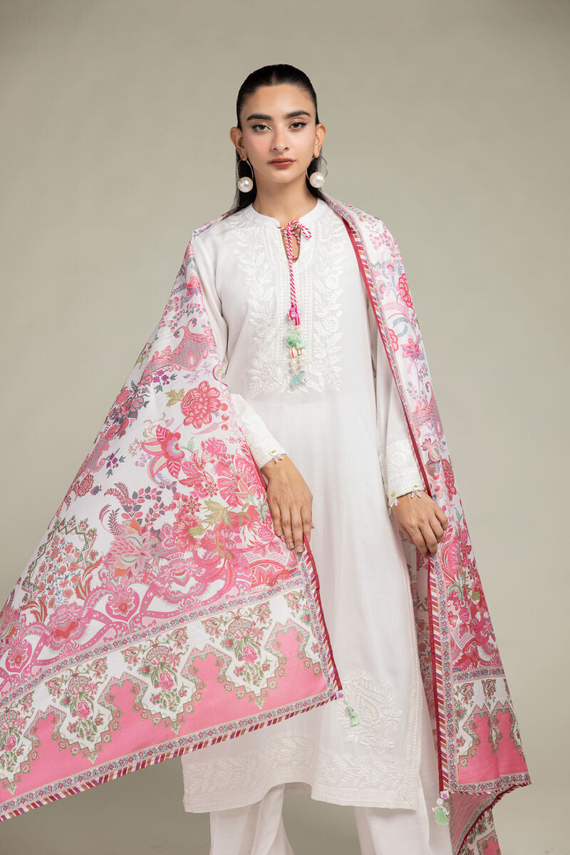 Embroidered  | Polyester Silk | Floral Silk Dupatta | USD 30.00