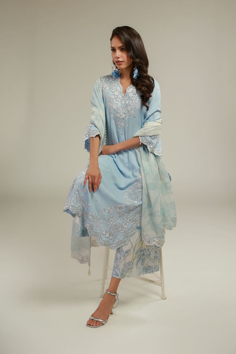 Embroidered | Raw Silk | Floral 3-piece Set | USD 155.00