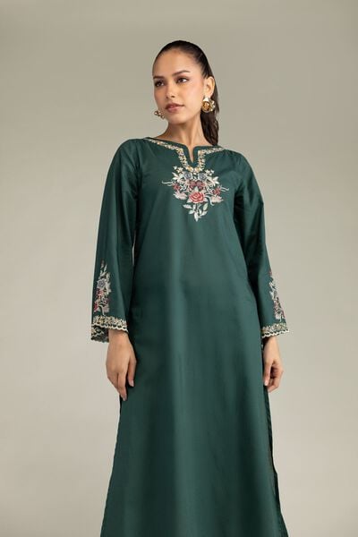 Embroidered | Cambric | Green Cambric Kurta | USD 40.00