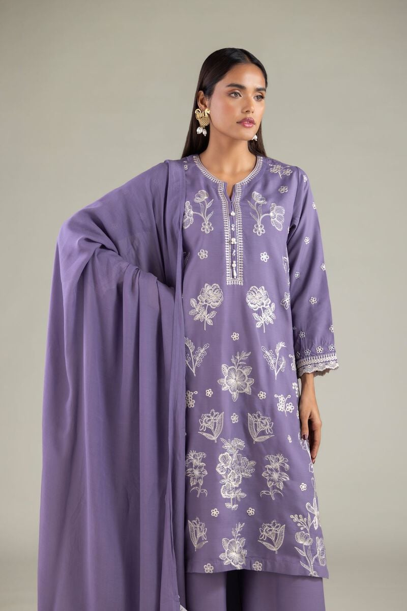 Embroidered | Raw Silk | Floral Thread Work Dupatta | USD 40.00