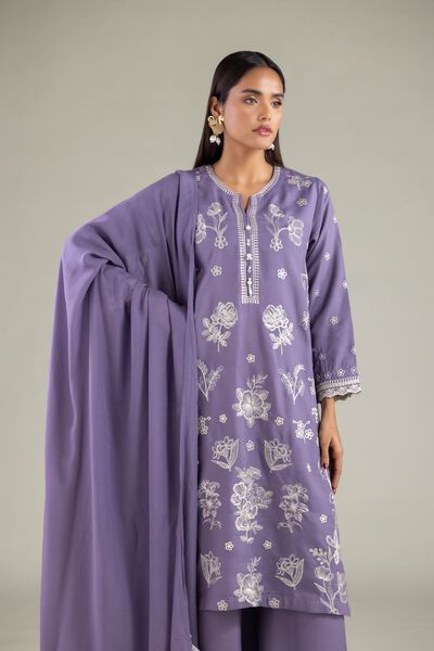 Embroidered | Raw Silk | Floral Thread Work Dupatta | USD 40.00