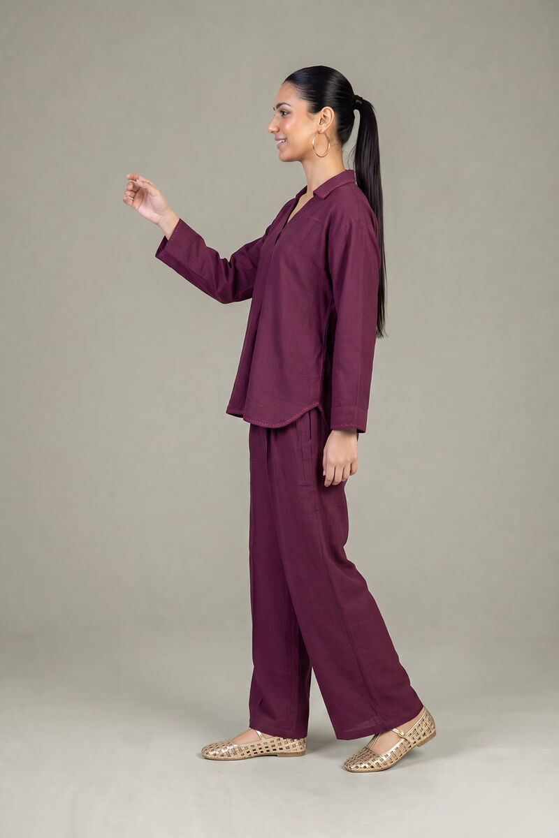 Dyed | Crepe | Solid V-Neck Blouse | USD 40.00
