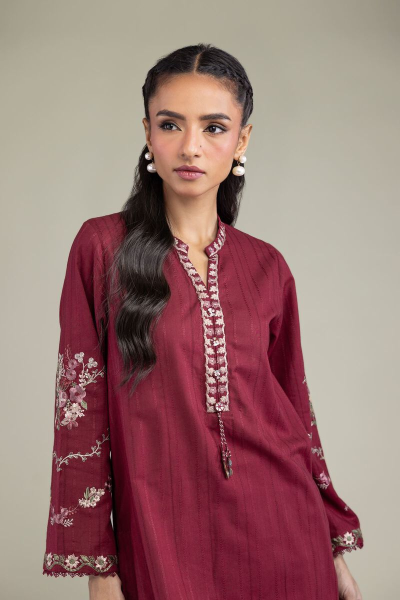 Embroidered | Textured Cotton | Floral Short Kurta | USD 45.00