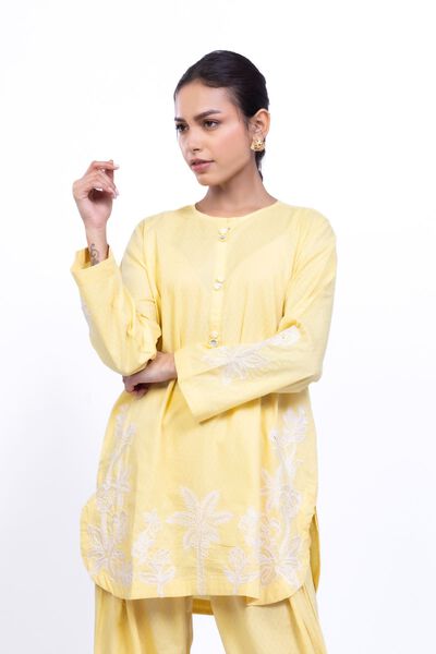 Embroidered | Cotton Dobby | Floral Threadwork Kurta | USD 35.00