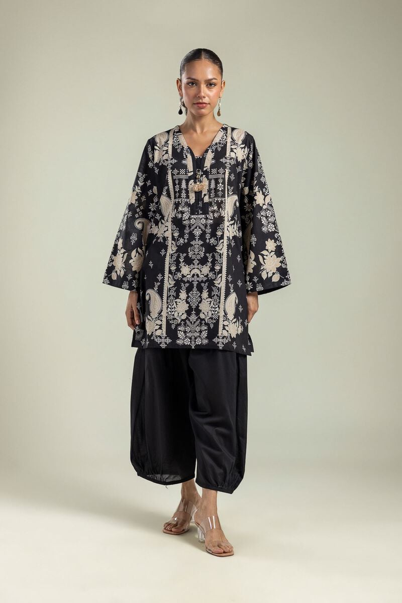 Printed | Cambric | Solid Black Shalwar | USD 25.00