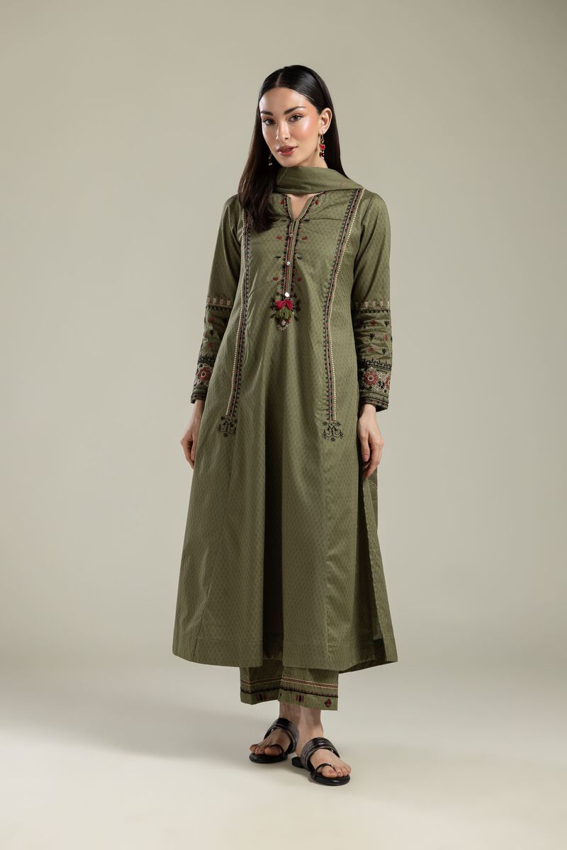 Embroidered | Lawn | Lawn Olive Dupatta | USD 30.00