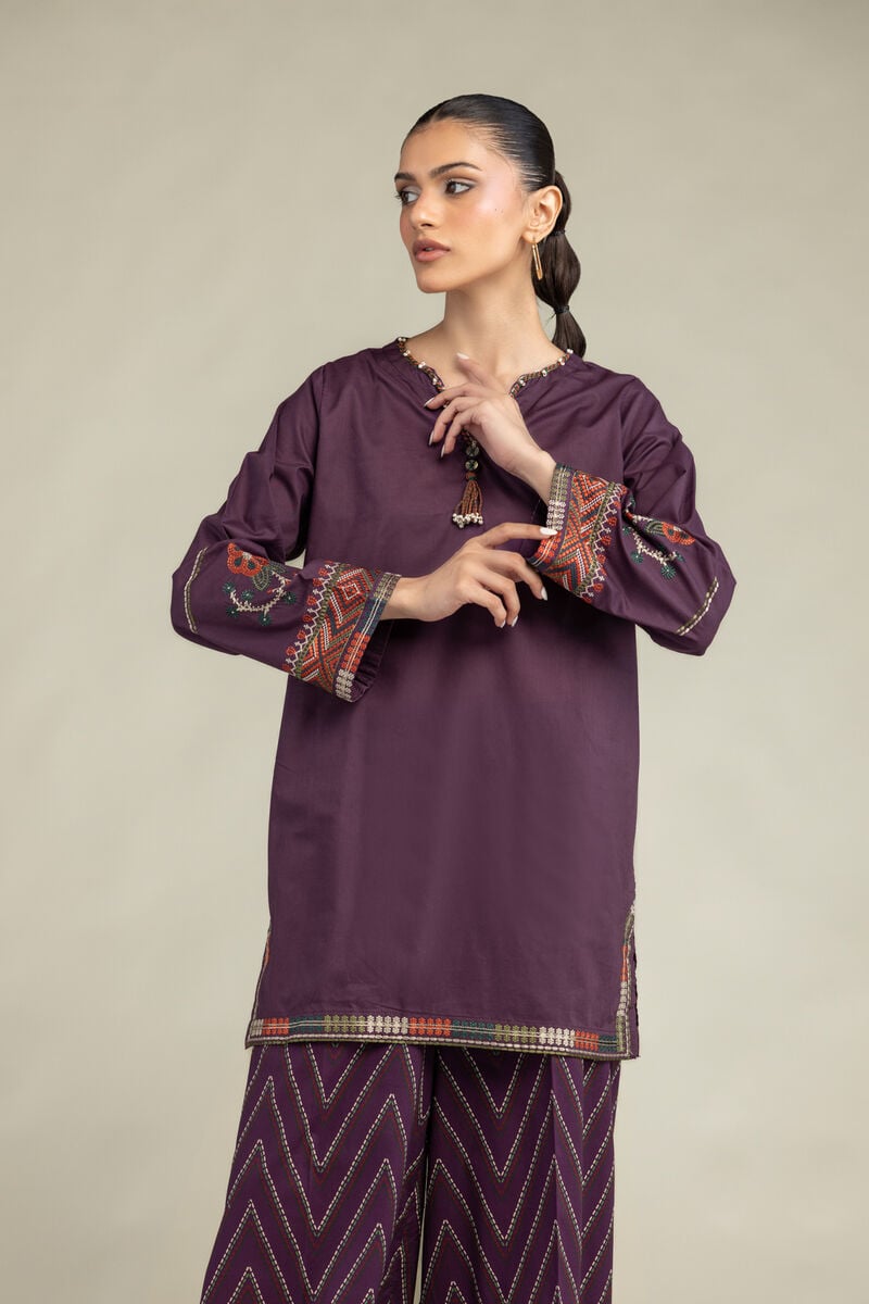 Embroidered | Cambric | Cambric V-Neck Kurta | USD 40.00