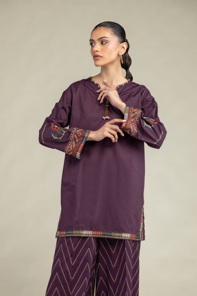 Embroidered | Cambric | Cambric V-Neck Kurta | USD 40.00