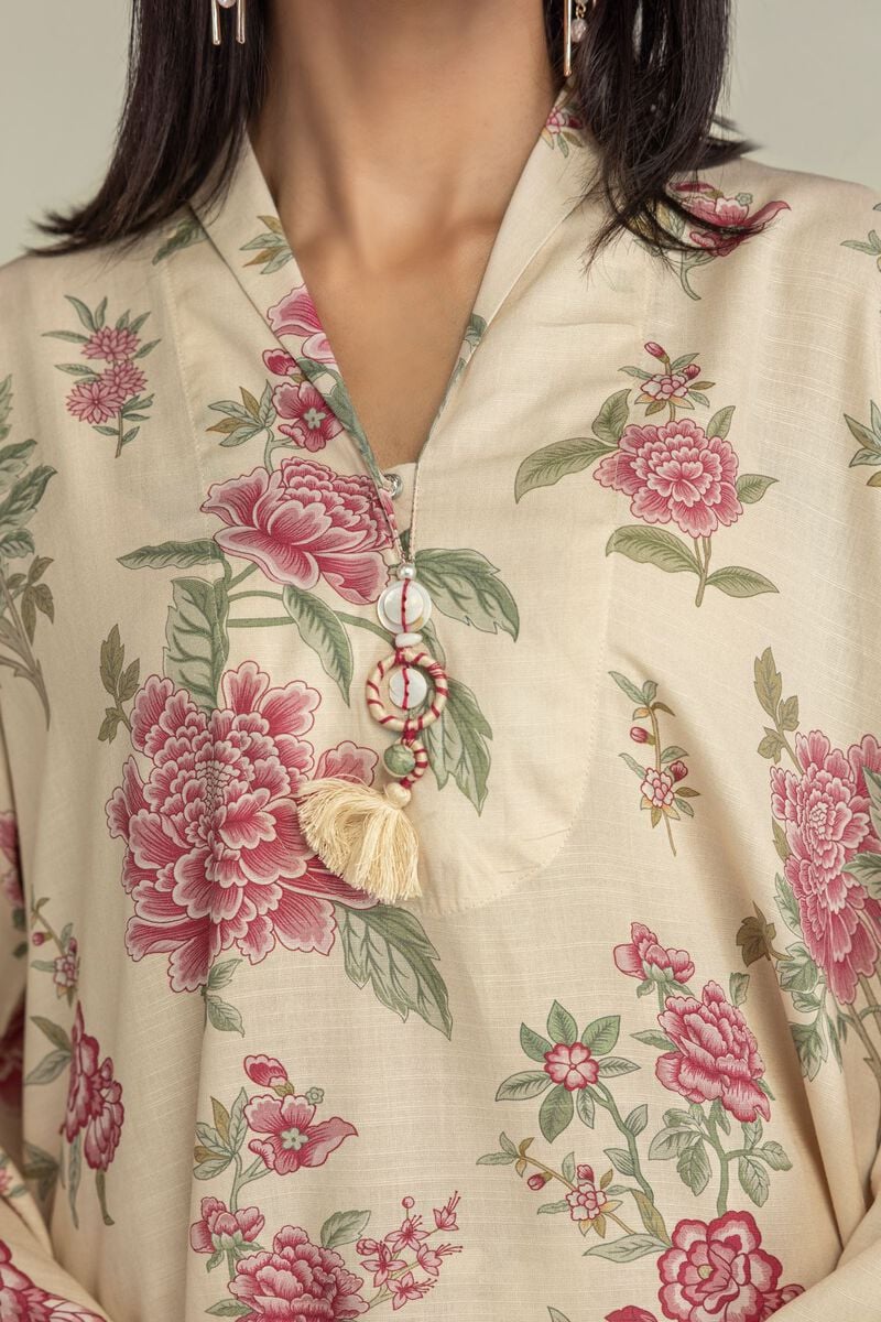 Printed | Raw Silk | Floral Longline Kurta | USD 40.00