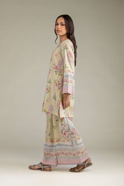 Printed | Cambric | Beige Floral Pants | USD 35.00