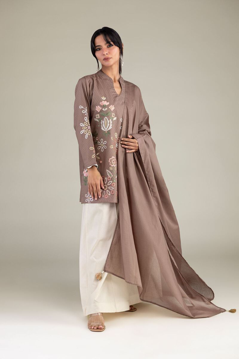 Embroidered | Lawn | Brown Lawn Dupatta | USD 35.00