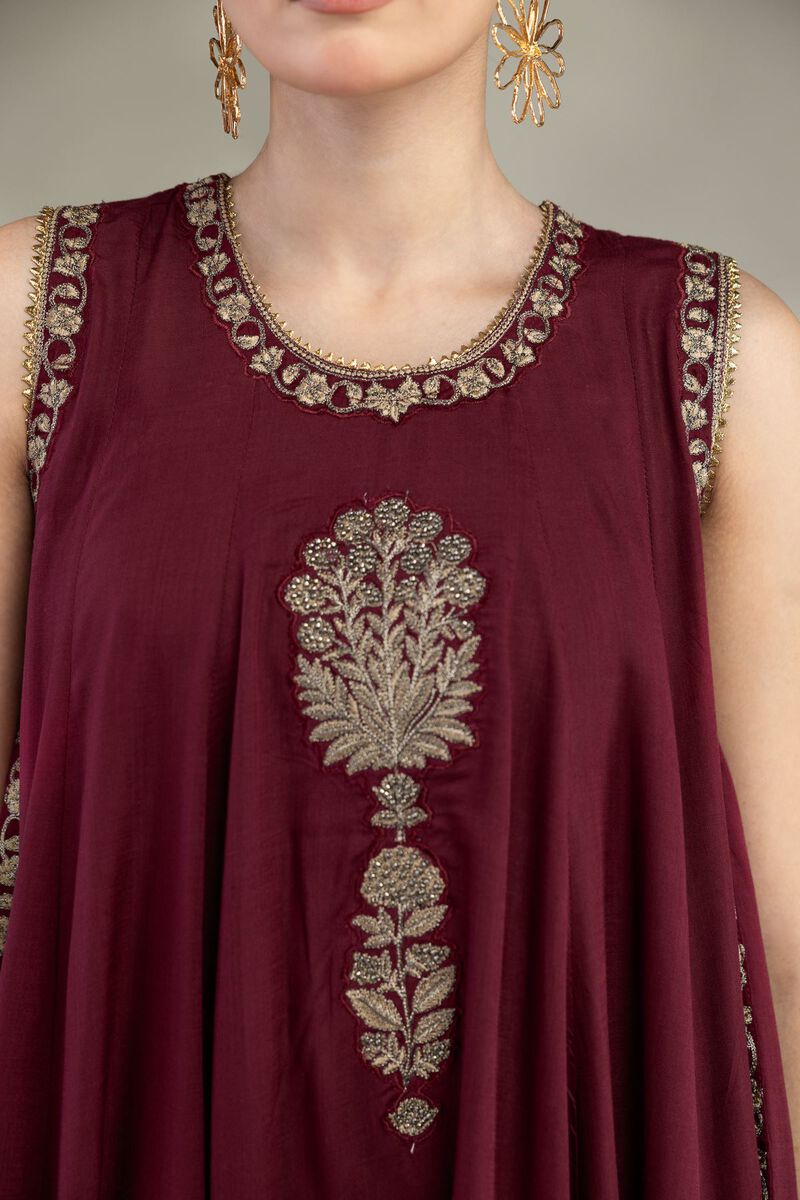 Embroidered | Raw Silk | Maroon Silk Kurta | USD 80.00