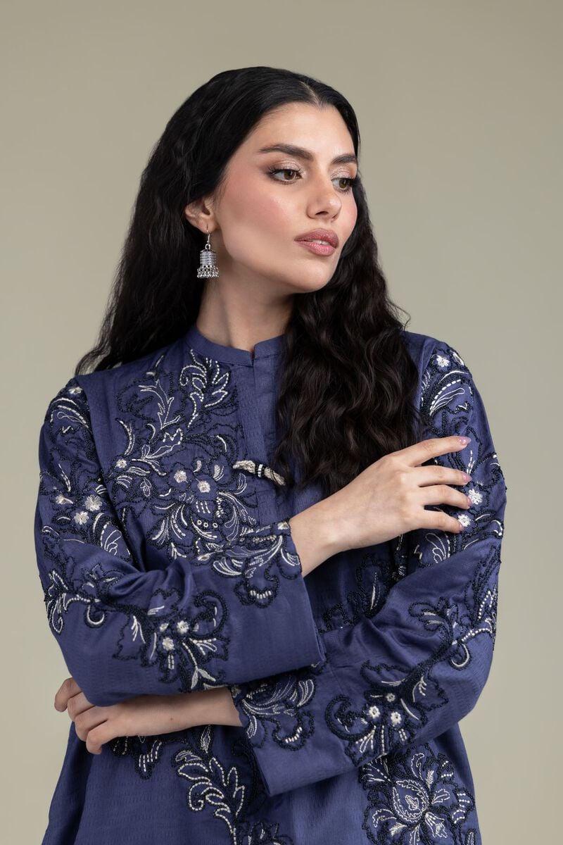 Embroidered | Cotton Dobby | Short Floral Kurta | USD 60.00
