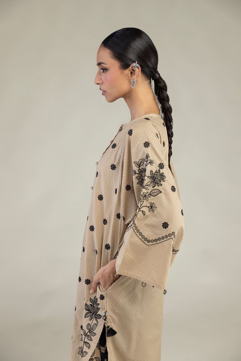 Embroidered | Cotton Dobby | Beige Cotton Kurta | USD 55.00
