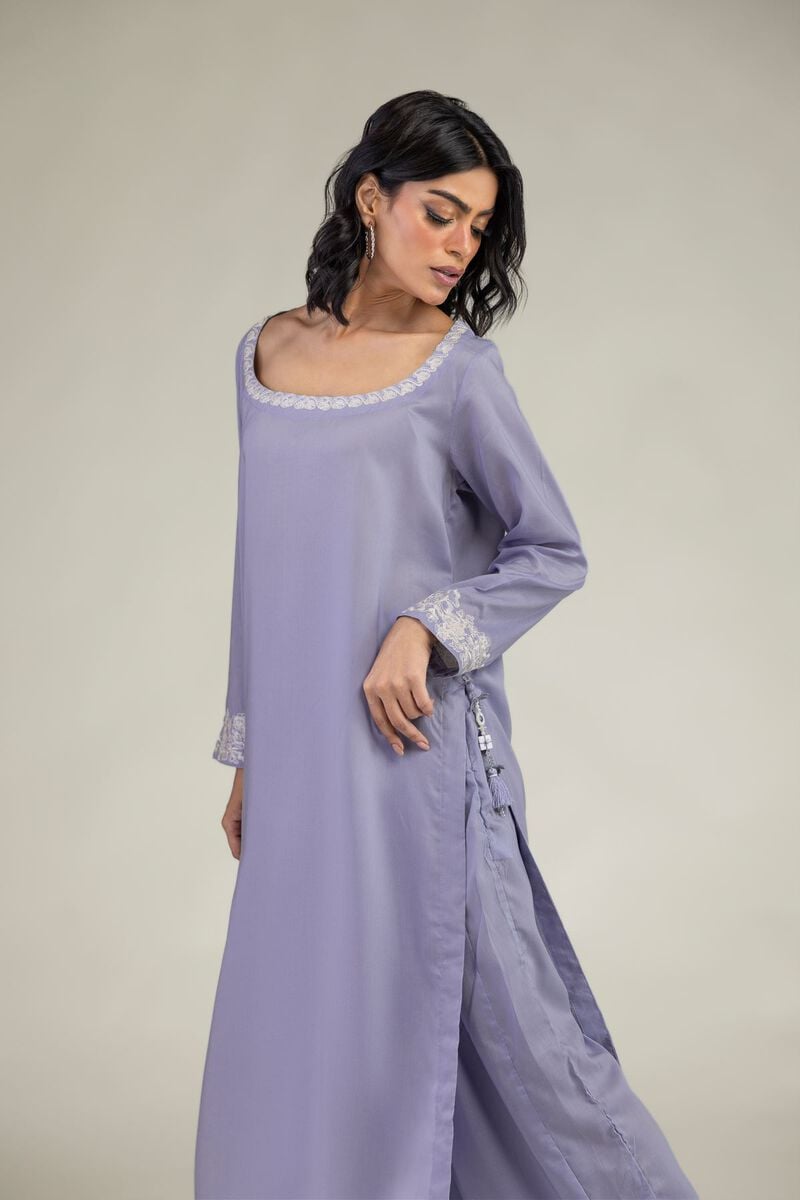 Embroidered | Lyocell | Long Lavendar Kurta | USD 40.00