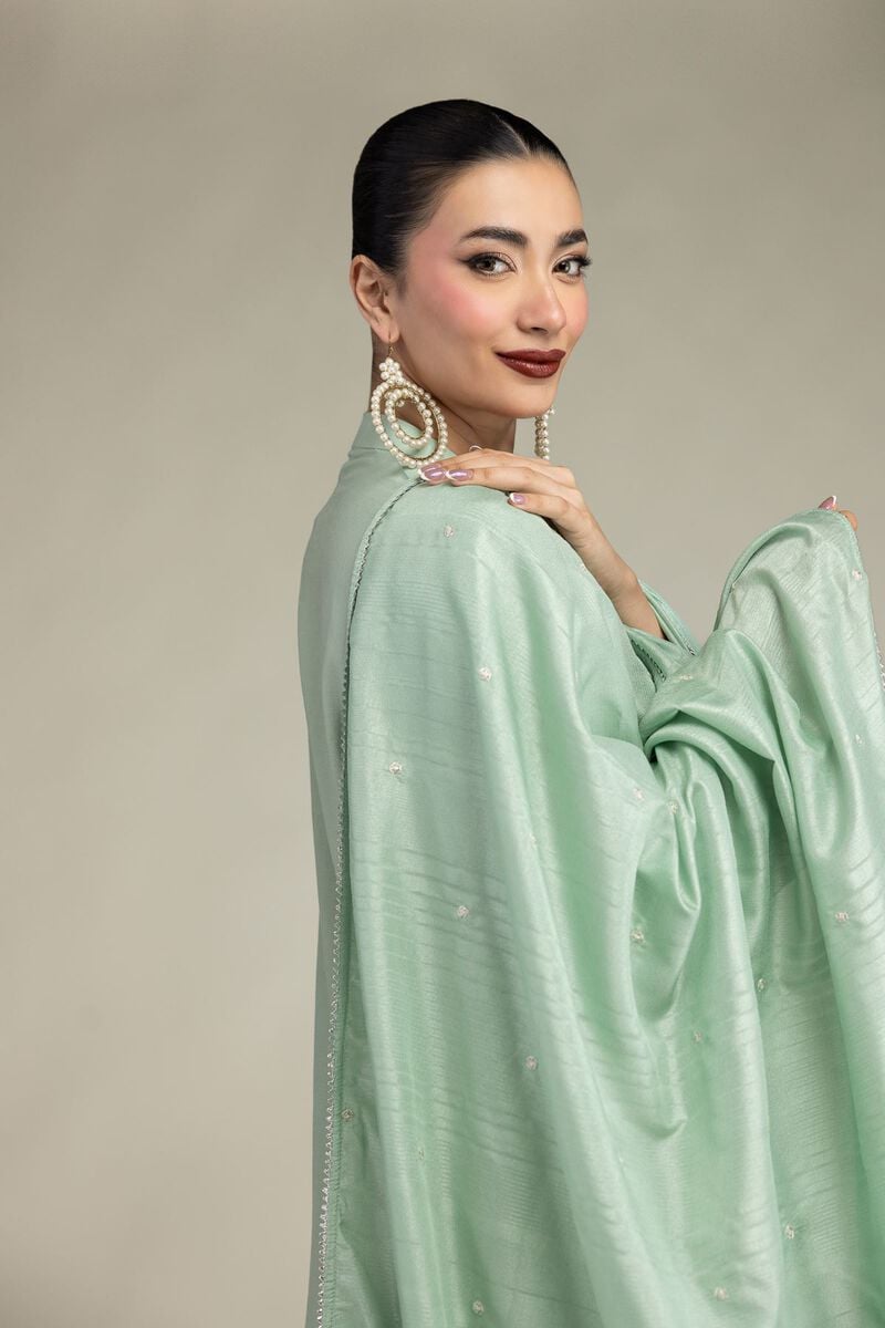 Embroidered | Polyester Silk | Floral Mint Dupatta | USD 40.00