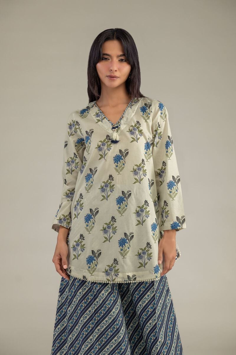 Printed | Cambric | Floral V-Neck Kurta | USD 35.00