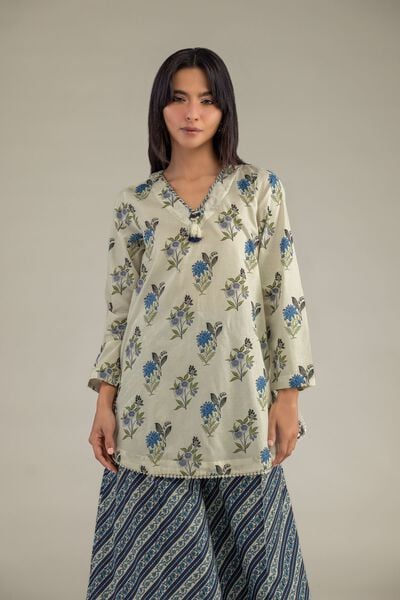 Printed | Cambric | Floral V-Neck Kurta | USD 35.00