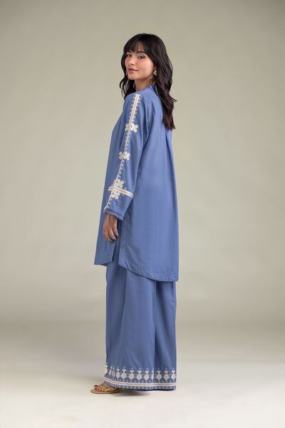 Embroidered | Cambric | Floral Blue Pants | USD 35.00