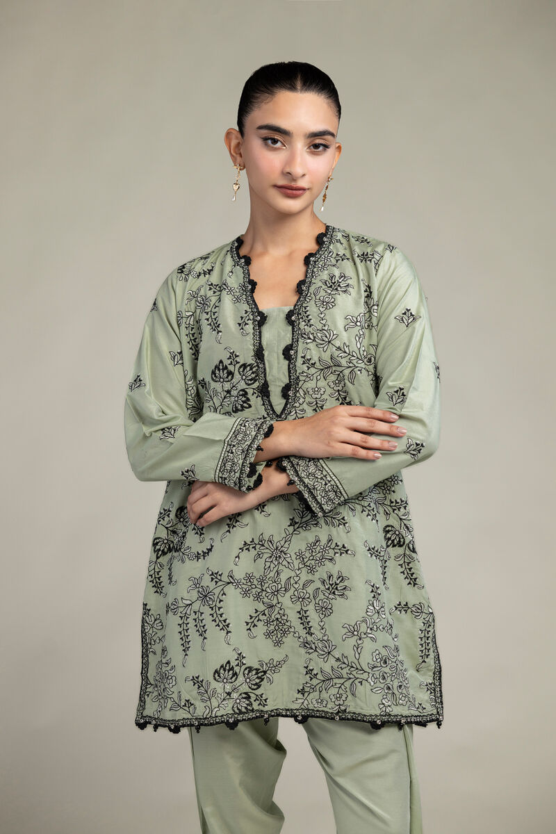 Raw Silk | Floral Silk Kurta | USD 70.00