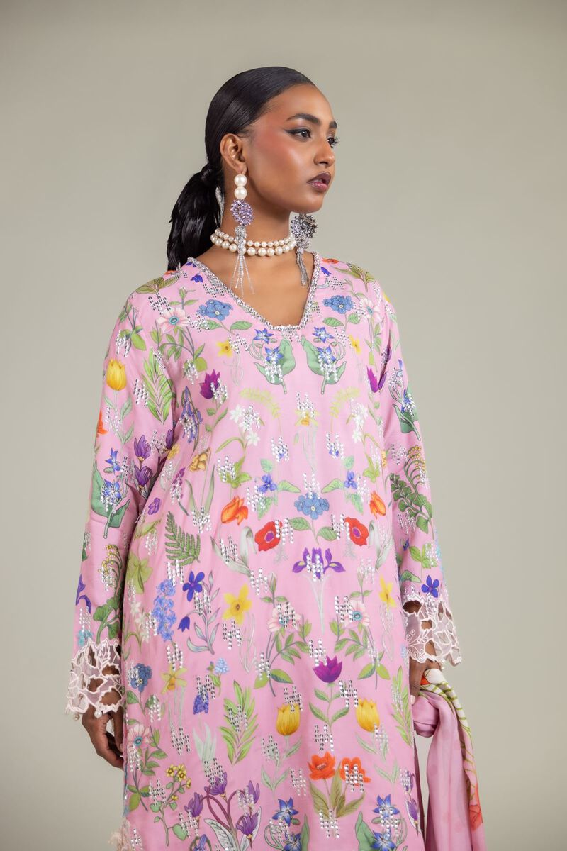 Raw Silk | Floral Embroidered Suit | USD 180.00
